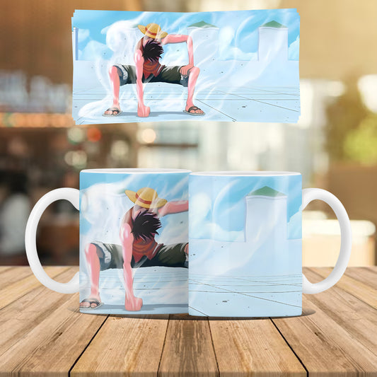 One Piece Luffy Gear 2 White Ceramic Coffee Mug