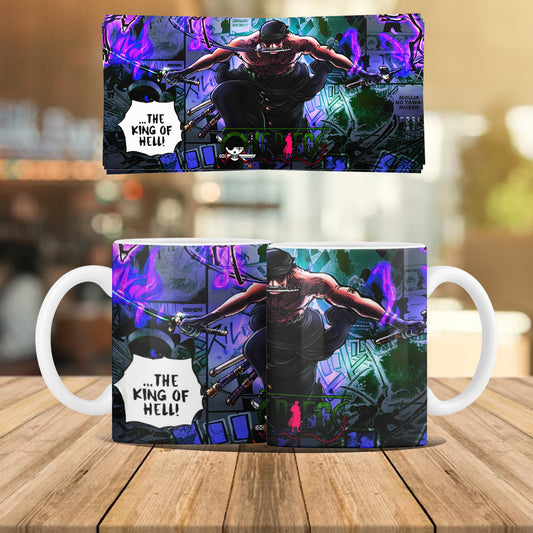 One Piece Zoro King Of Hell White Ceramic Coffee Mug